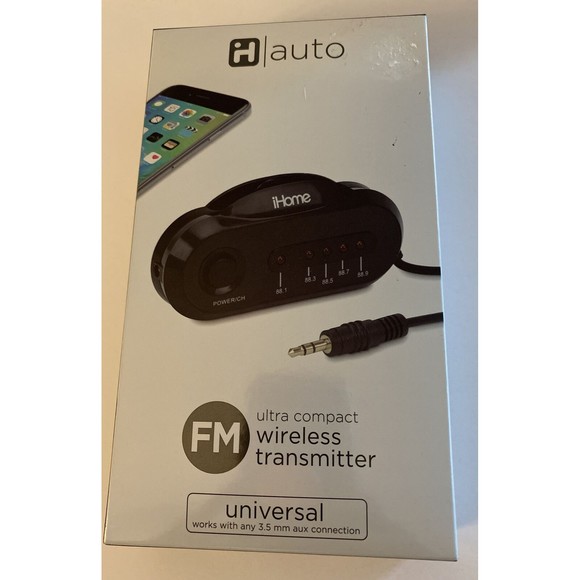iHome Auto Ultra Compact Wireless FM Transmitter Black IH-BL-CT500B - Picture 1 of 8